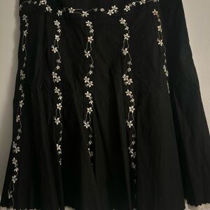 New York & Company Black Skirt with White Floral Embroidery